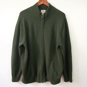 L.L. Bean Green Double L Cotton Cardigan Sweater